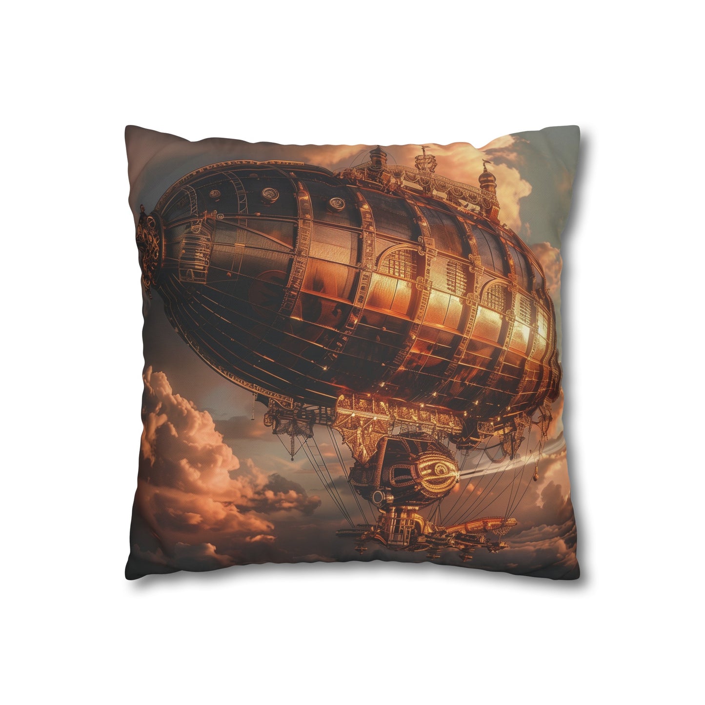 "Steampunk Sky Captain Pillowcase - High-quality, comfortable, and stylish design with intricate gears and cogs. Perfect for all seasons. Makes a great gift. Shop now!"