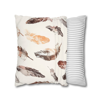 "Boho Feathers Pillow Case - Stylish oasis with delicate seamless feather pattern for chic bedroom decor"