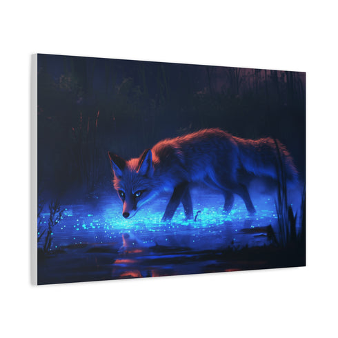 Bioluminescent Fox Walking Through Swamp — Canvas Wall Art — Product Detail View 6