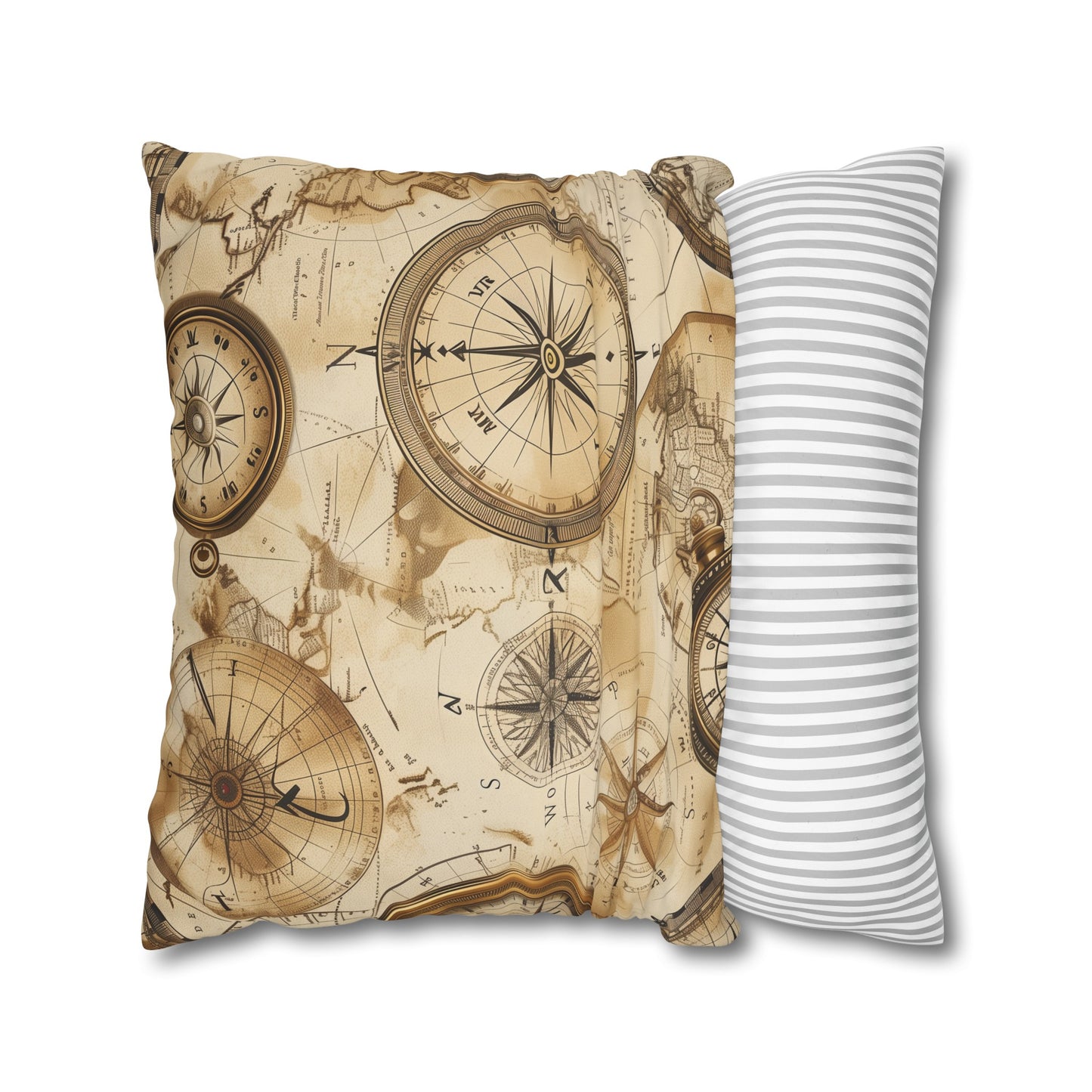 Vintage Maps Pillow Case - Add charm to your bedroom with this seamless pattern of vintage maps, perfect for a nostalgic touch.