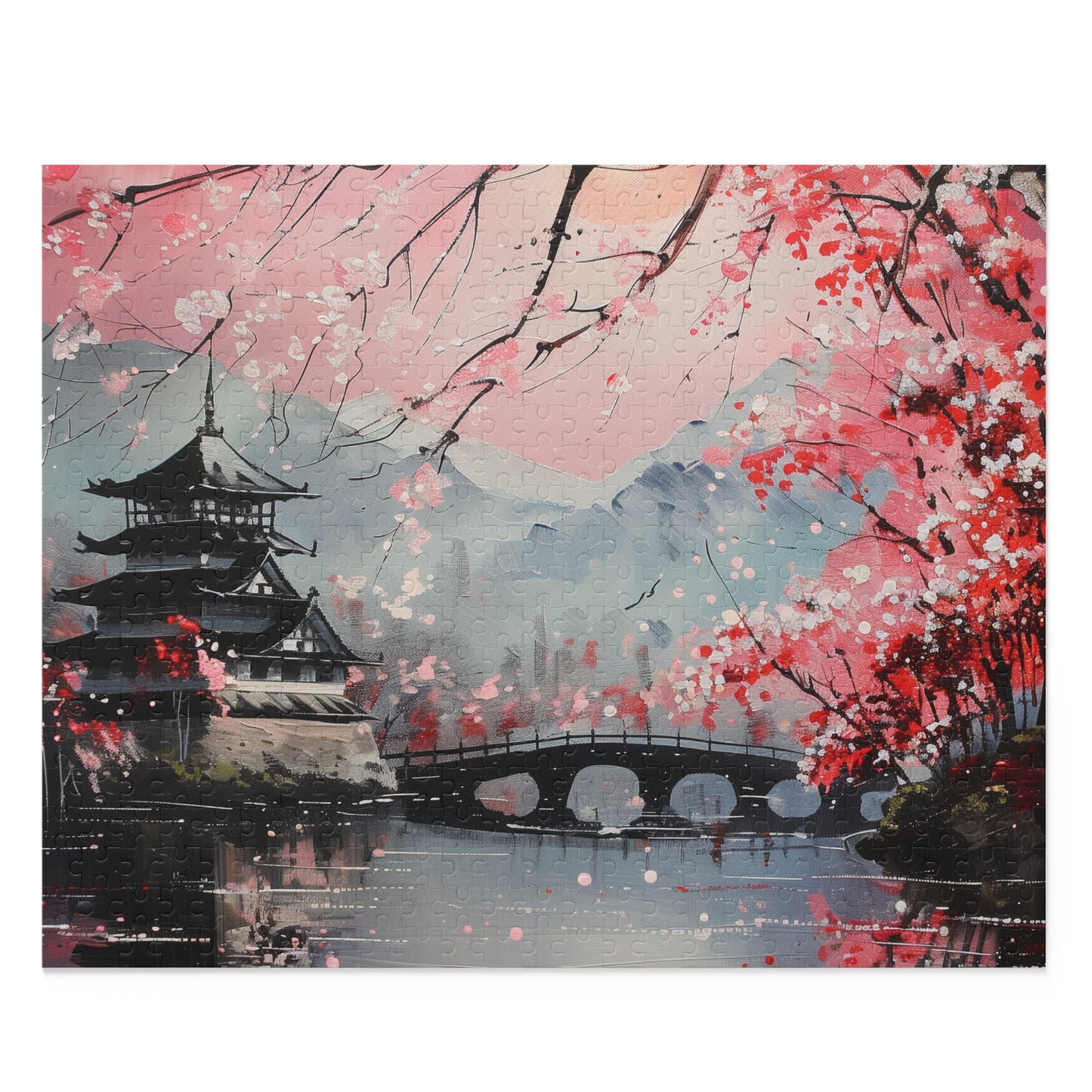 "Cherry Blossom Jigsaw Puzzle - Stunning Japanese scenery in full bloom"