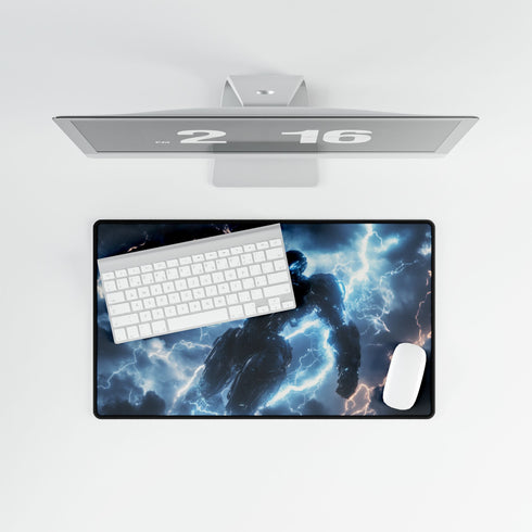 Mech Warrior under Lightning Storm Gaming XXL Extended Desk Mat