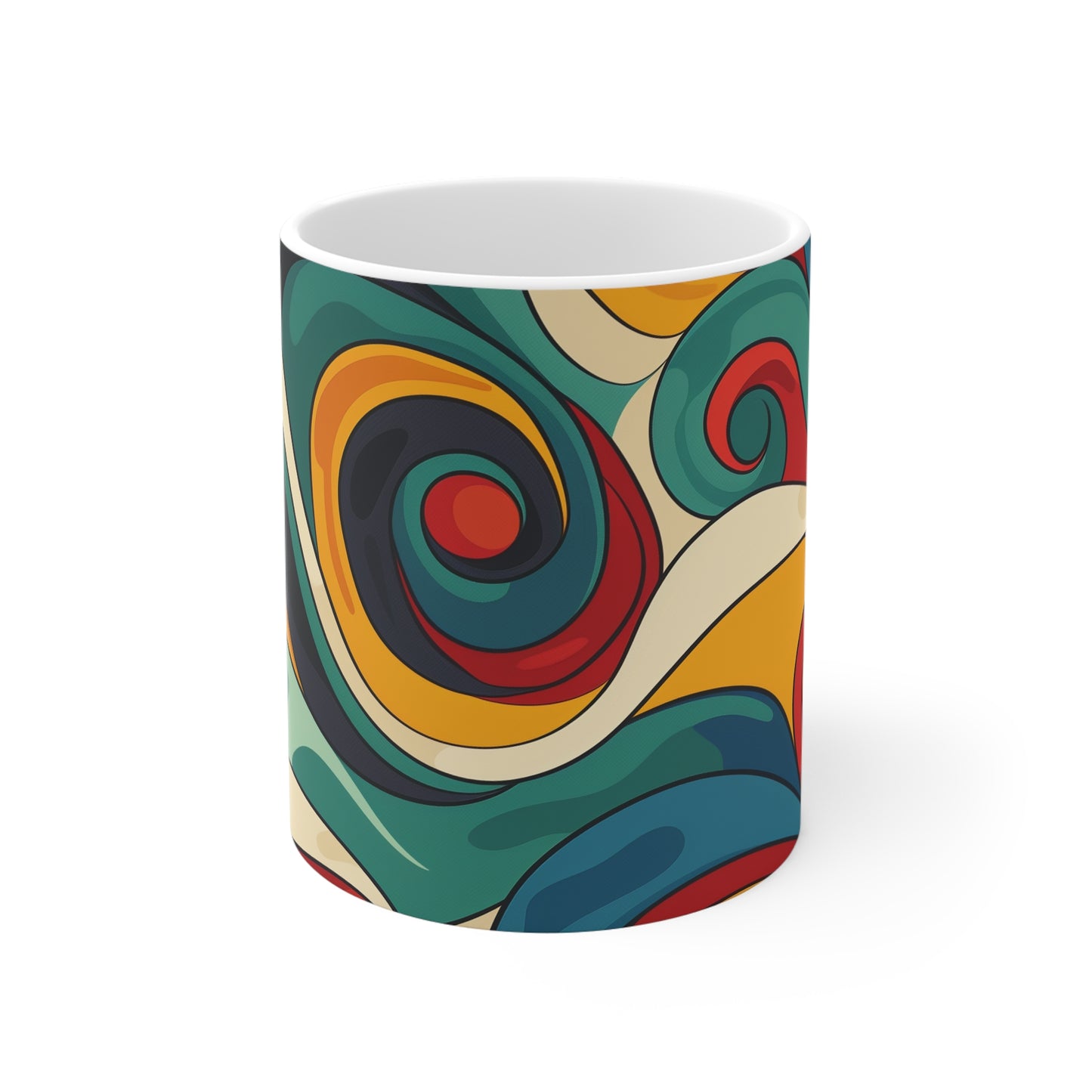 Retro Waves Coffee Mug: Bold & Vibrant | Mugs | 11 oz, Ceramic, Coffee Mugs, Home & Living, Kitchen, Mugs, Sublimation | Prints with Passion