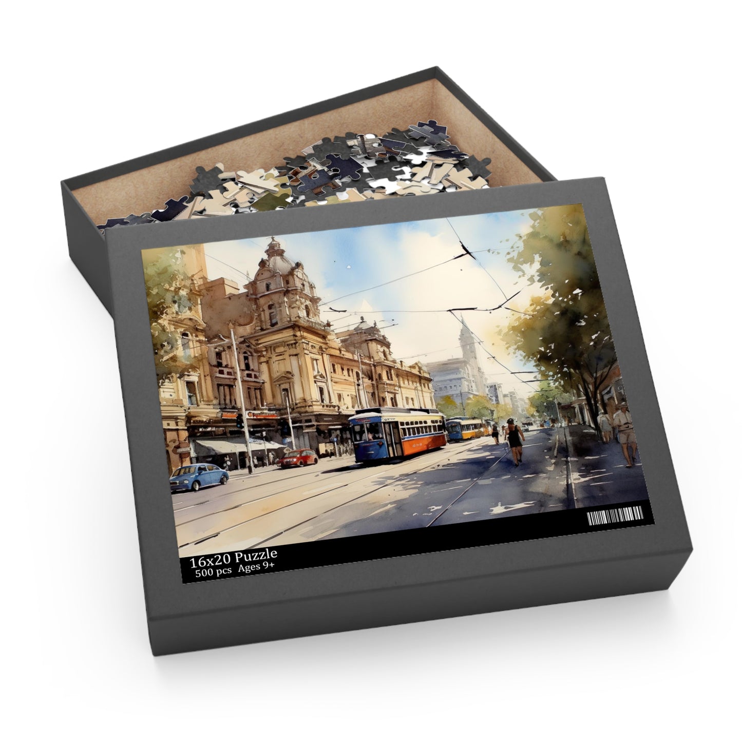 "Melbourne Tram Jigsaw Puzzle - piece together iconic city sights with famous trams for tram enthusiasts and puzzle lovers"