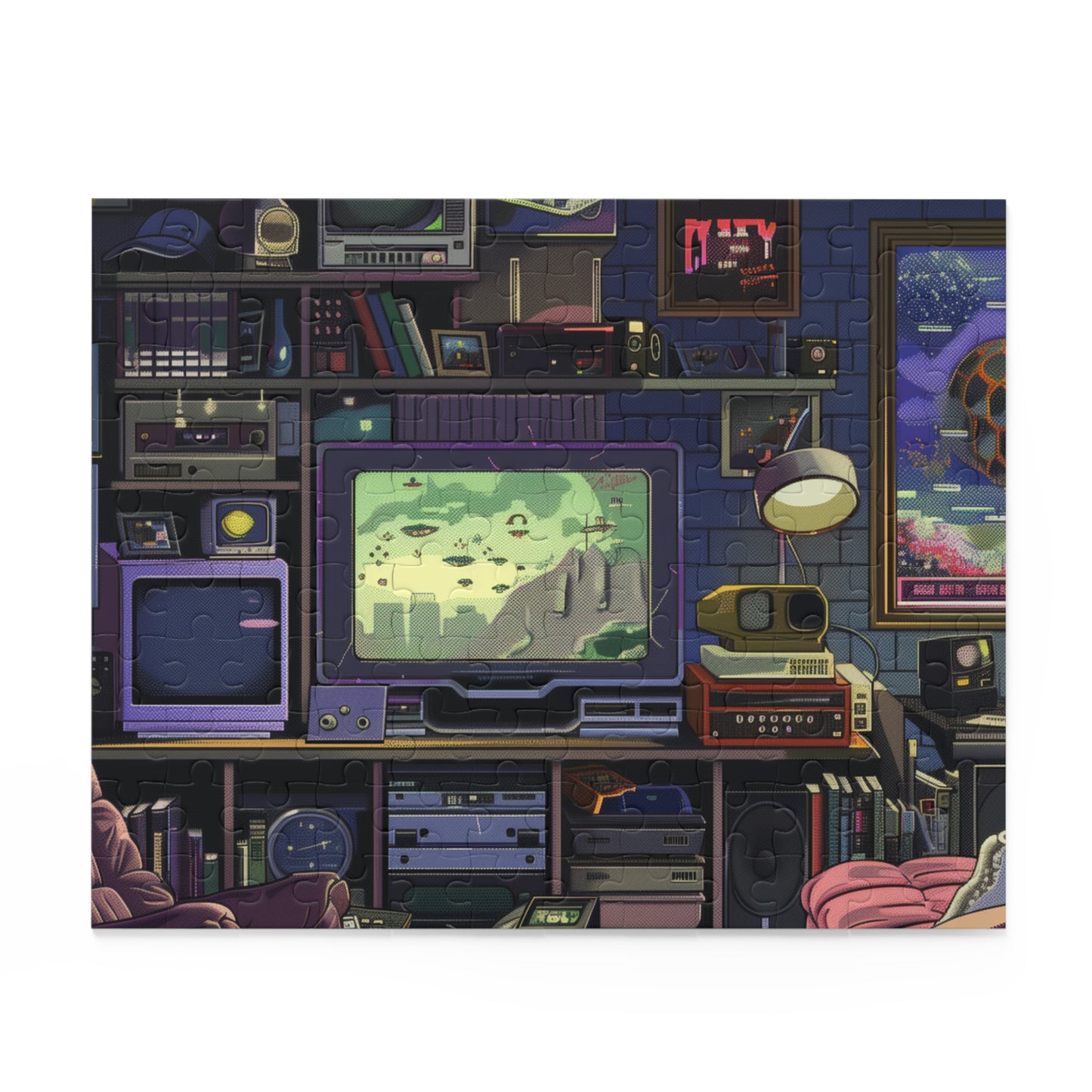 Retro 80s Pixels Jigsaw Puzzle with Iconic Characters - Perfect for Gamers and Enthusiasts