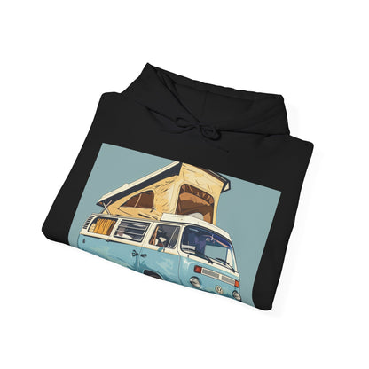 Tranquil Trails: Embrace the Simple Joys of Freedom and Nature in This Vintage Camper Van Hoodie