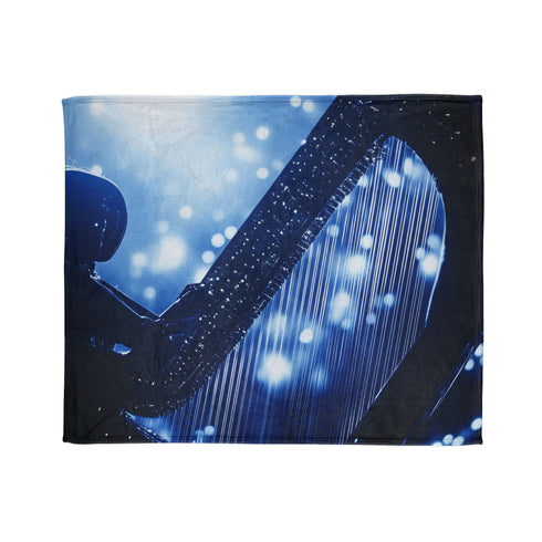 Robotic Harp Playing Stardust Music Plush Fleece Throw Blanket