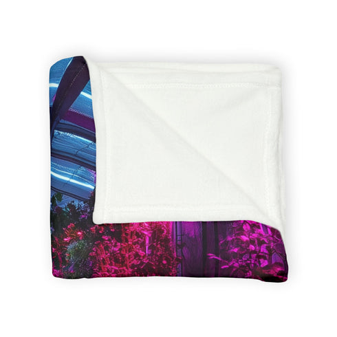 Space Garden in Glowing Greenhouse — Plush Fleece Throw Blanket — Product Detail View 8