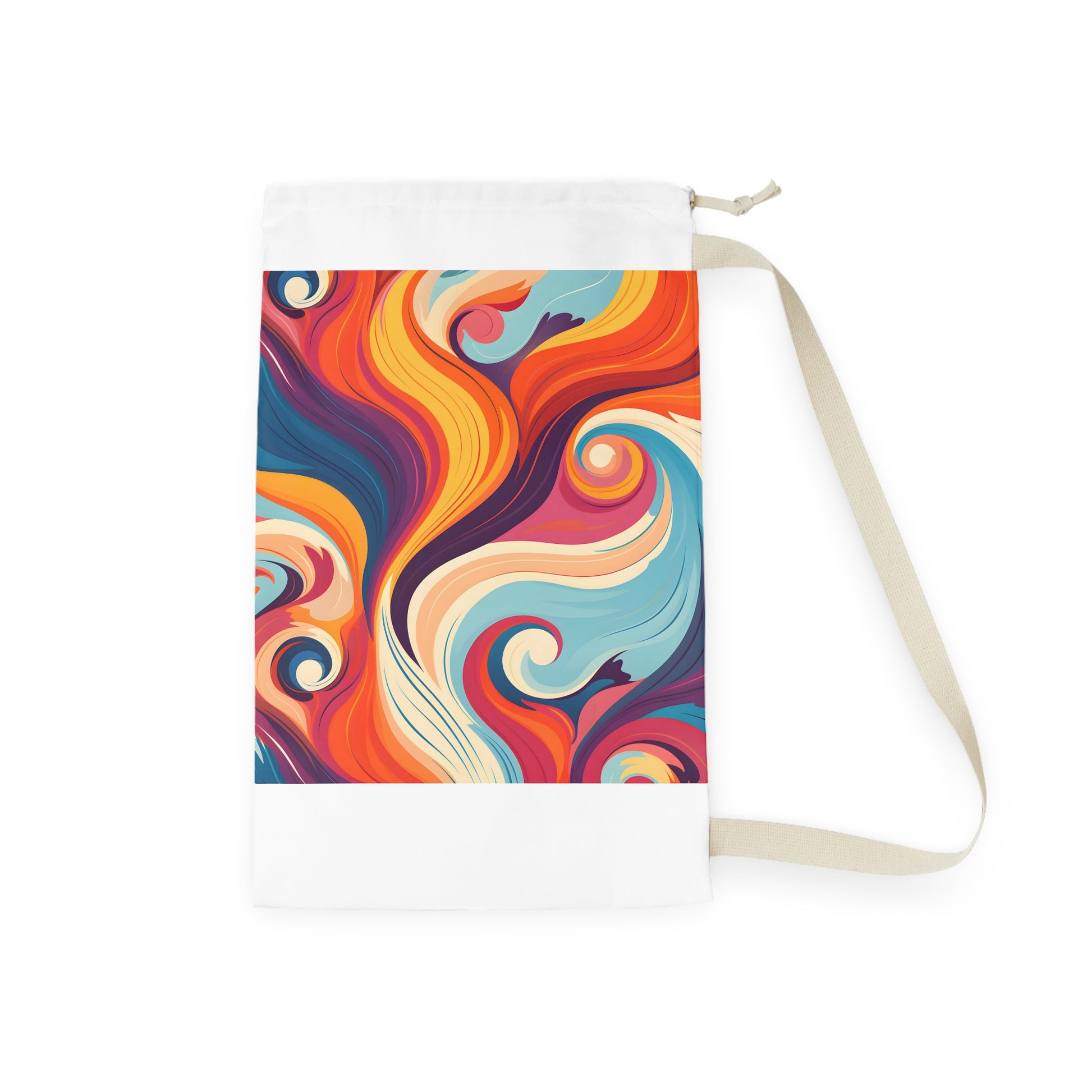 "Retro Marine Laundry Bag with Marine7712 Texture - Groovy 70s-inspired design for stylish laundry transport"