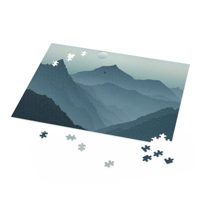 Mountain Escape Jigsaw Puzzle - tranquil minimalist landscape with serene colors and clean lines