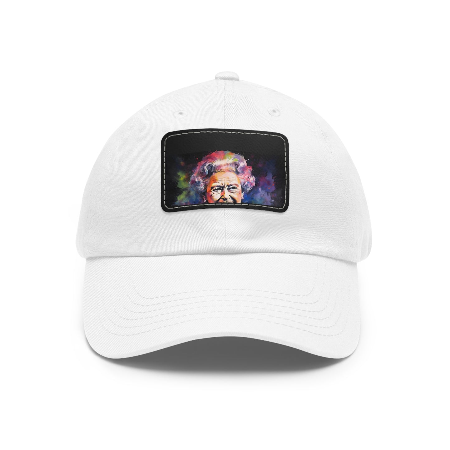 Regal Glow: Queen Elizabeth II Watercolor Neon Cap