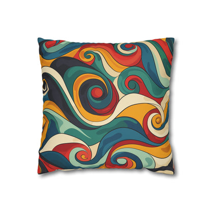 "Vintage Vibes Pillowcase - Retro Waves seamless pattern in vibrant colors for retro-chic bedroom decor"