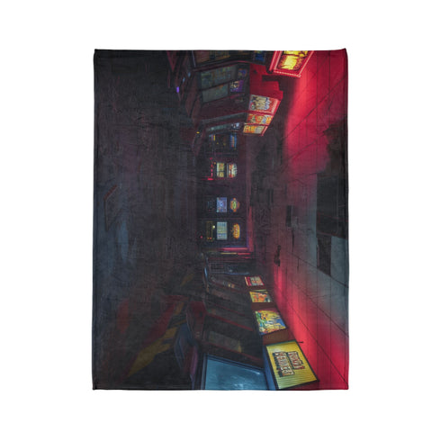 Abandoned Arcade Glowing in the Dark Plush Fleece Throw Blanket