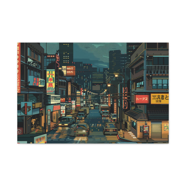 80s Retro 8-Bit Arcade Pixels — Canvas Wall Art — Living Room Wall Lifestyle View