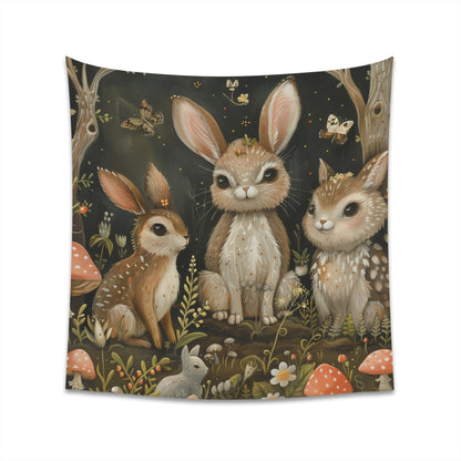 Enchanted Forest Woodland Tapestry | Whimsical design with adorable creatures | High-quality material | Perfect for all seasons.