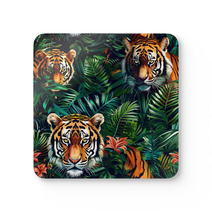 Tiger Jungle Coaster Set: Safari Chic | Home Decor | Accessories, Coasters, Desk, Kitchen, Kitchen Accessories, Sublimation, Summer Picks | Prints with Passion