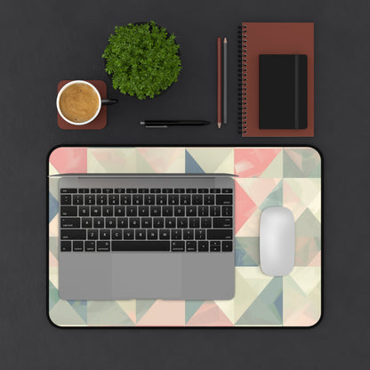 "Pastel Geometrics Desk Mat - Stylish office accessory with seamless geometric pattern for modern sophistication"