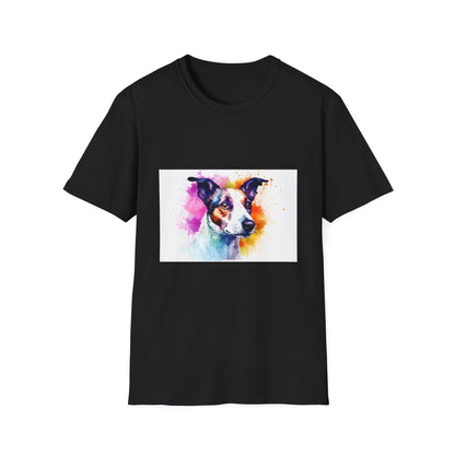 🐾 Jack Russell Jamboree: A Watercolor Tapestry of Adventure and Companionship | T-Shirt | Adorable, Canine, Companion Animal, Cute, Dog, Furry Friend, Jack Russell Terrier, Pet, Playful, Puppy | Prints with Passion