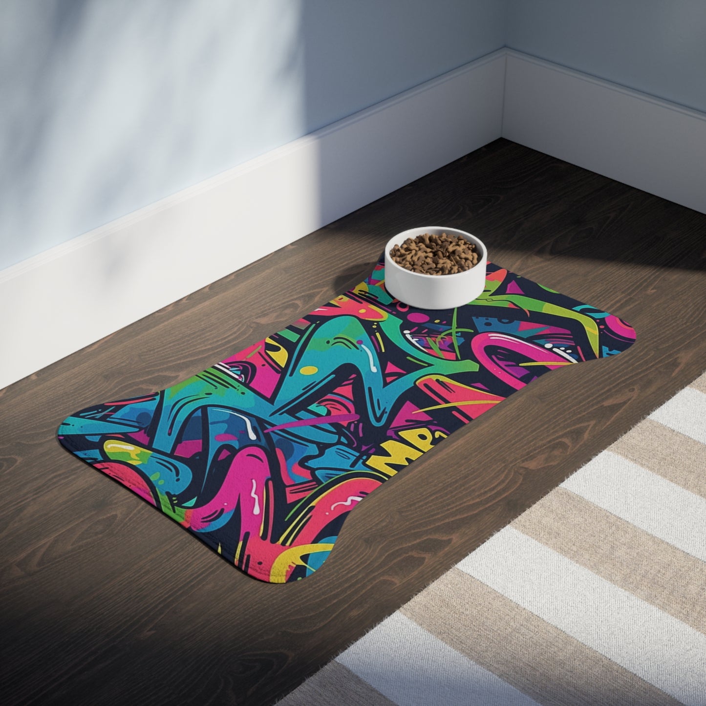 Neon Urban Graffiti Pet Mat