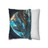 Cyber Scorpion Guarding Glass Pyramid — 40×40 Cushion Cover — Sofa & Living Room Lifestyle View
