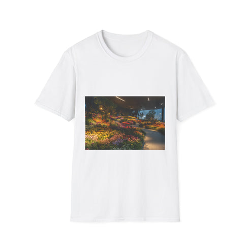 Midnight Sky Garden Blooming Stars Graphic Unisex Softstyle T-Shirt - View 1 | Prints With Passion