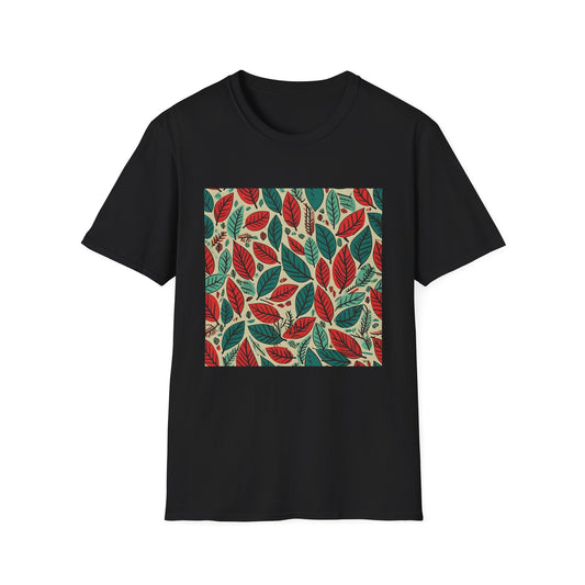 Autumn's Embrace: A Tapestry of Warm Hues | T-Shirt | Dirty, Ferret, Green, Leaf, Modern, Pattern, Png, Red, Texture, Vector | Prints with Passion