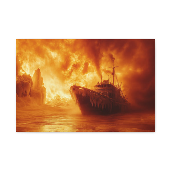 Frozen Ship Adrift in Firestorm — Canvas Wall Art — Front Gallery-Wrapped Canvas View