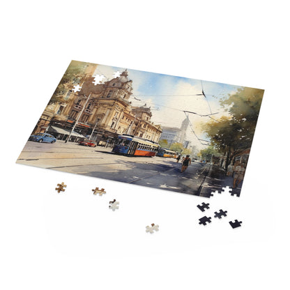 "Melbourne Tram Puzzle - Piece together iconic sights featuring famous trams in Melbourne. Perfect for tram enthusiasts and puzzle lovers."