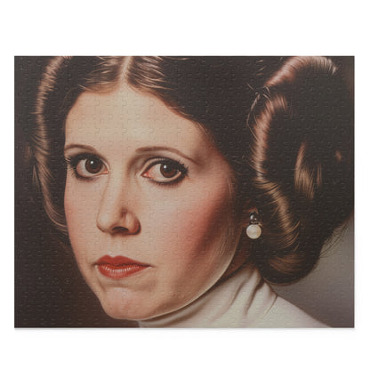 "Leia's Galactic Jigsaw Puzzle featuring Princess Leia from Star Wars, perfect for fans of the Rebel Alliance"