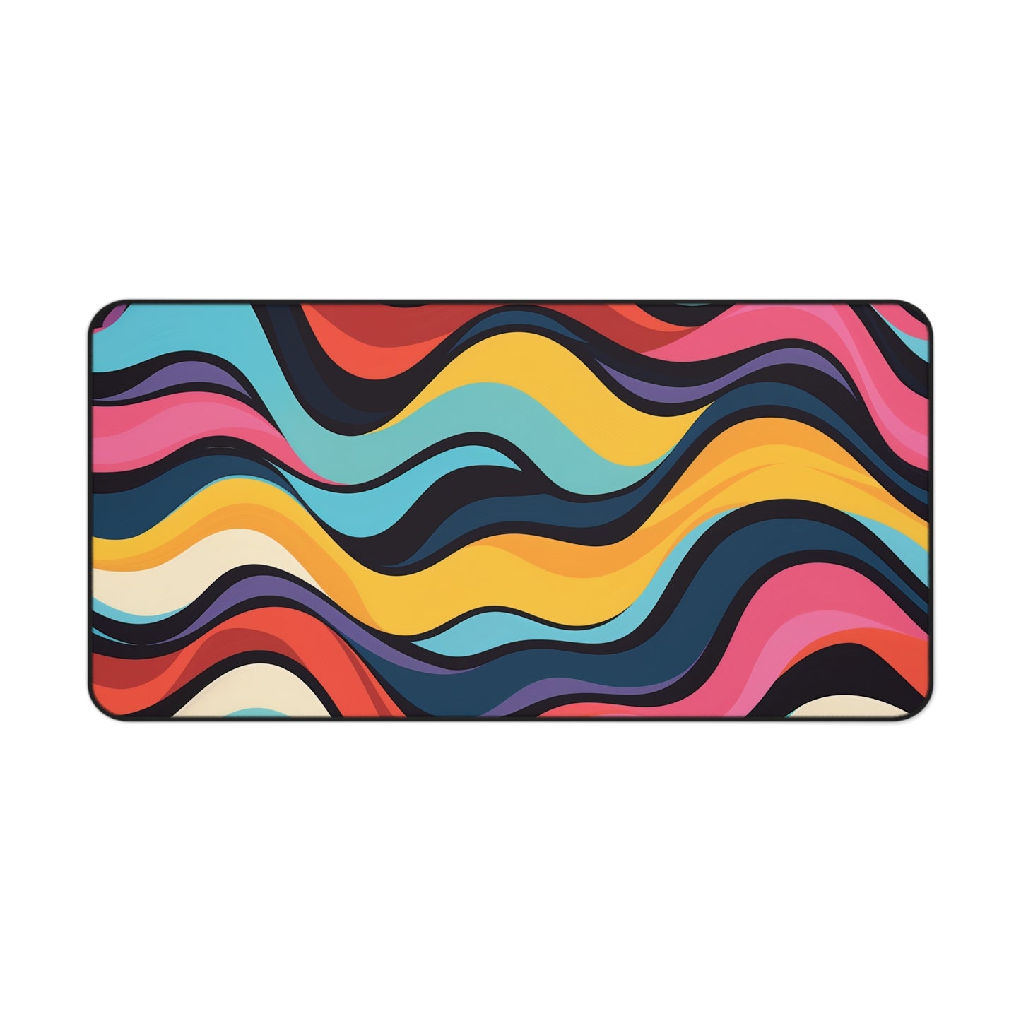 Colorful Retro Waves Desk Mat - Protect your desk in style with this vibrant, seamless design. Brighten your workspace!