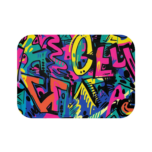 Neon Graffiti Bath Mat | Bath Mats | Bath, Bathroom, Home & Living, Indoor, Sublimation | Prints with Passion