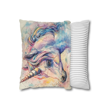 "Whimsical Unicorn Dreams Pillowcase - Magical watercolor design for a dreamy sleep space"