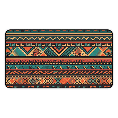 "Bohemian Aztec Desk Mat - Vibrant earth tones add culture and sophistication to your workspace"