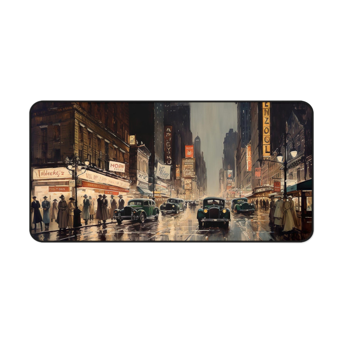 "Vintage 1920s New York desk mat for elegant workspace protection"