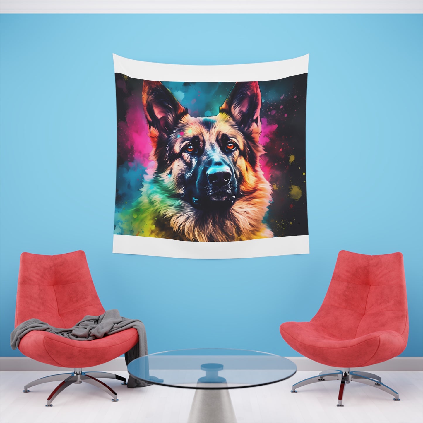 German Shepherd Pride: A Tapestry of Strength and Loyalty | Wall Tapestry | All Over Print, AOP, Decor, Halloween, Home & Living, Home Decor, Indoor, Spring Essentials, Sublimation, Tapestry | Prints with Passion