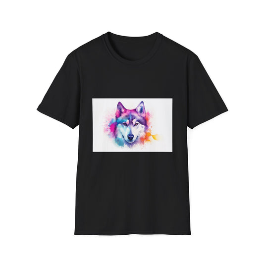 🐾 Husky Howls: A Watercolor Tapestry of Freedom and Adventure | T-Shirt | Cute, Dog, Fluffy, Furry, Husky, Paw, Playful, Puppy, Siberian, Winter | Prints with Passion