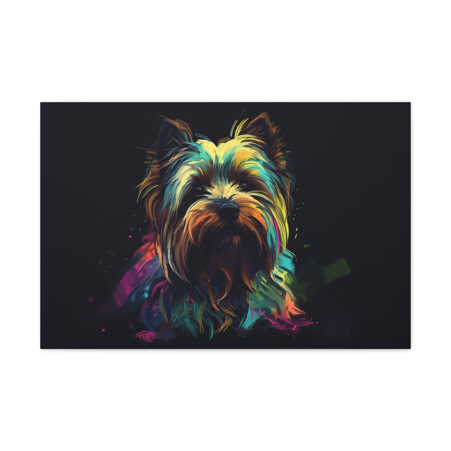 this canvas is a heartwarming addition to any dog lover's collection. The energetic puppies are depicted in a whimsical setting