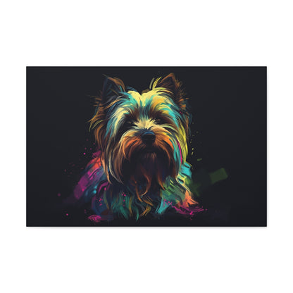 this canvas is a heartwarming addition to any dog lover's collection. The energetic puppies are depicted in a whimsical setting