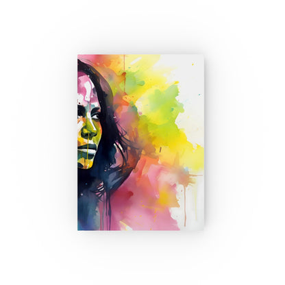 "Michelle's Moment: A Neon Celebration journal - vibrant watercolor portrait, perfect for all seasons"