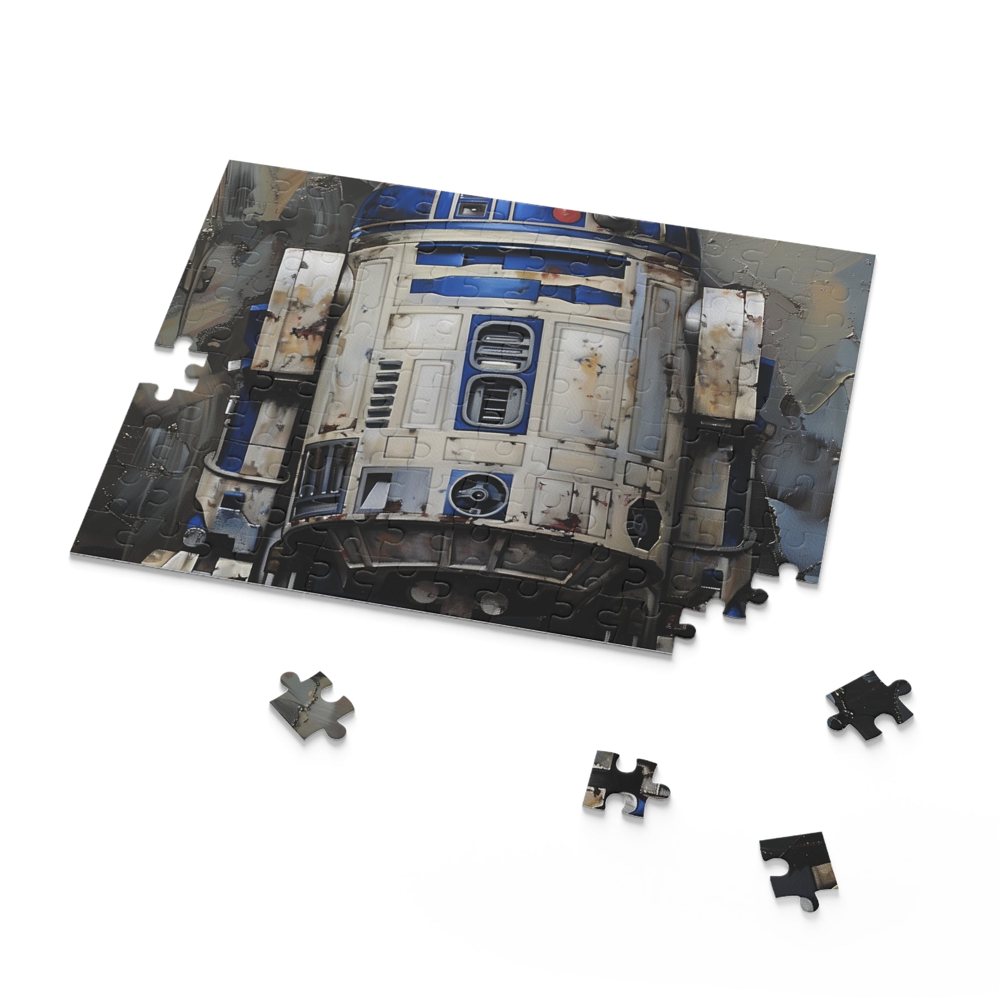 "R2-D2 Star Wars jigsaw puzzle with vibrant colors and intricate details, perfect for fans of the sci-fi saga"