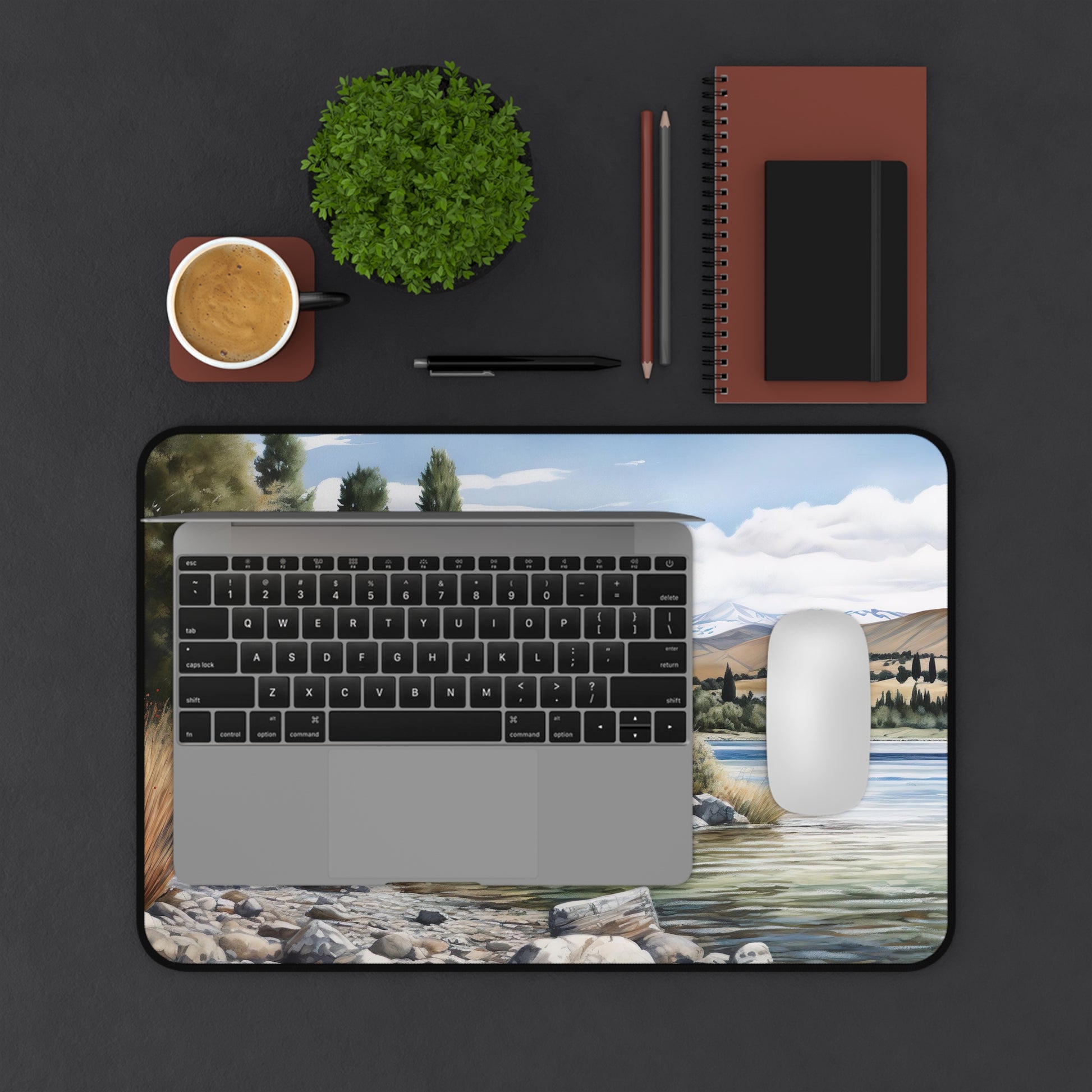 "Stunning New Zealand Lake Desk Mat - Bring nature to your workspace with this tranquil desk accessory"