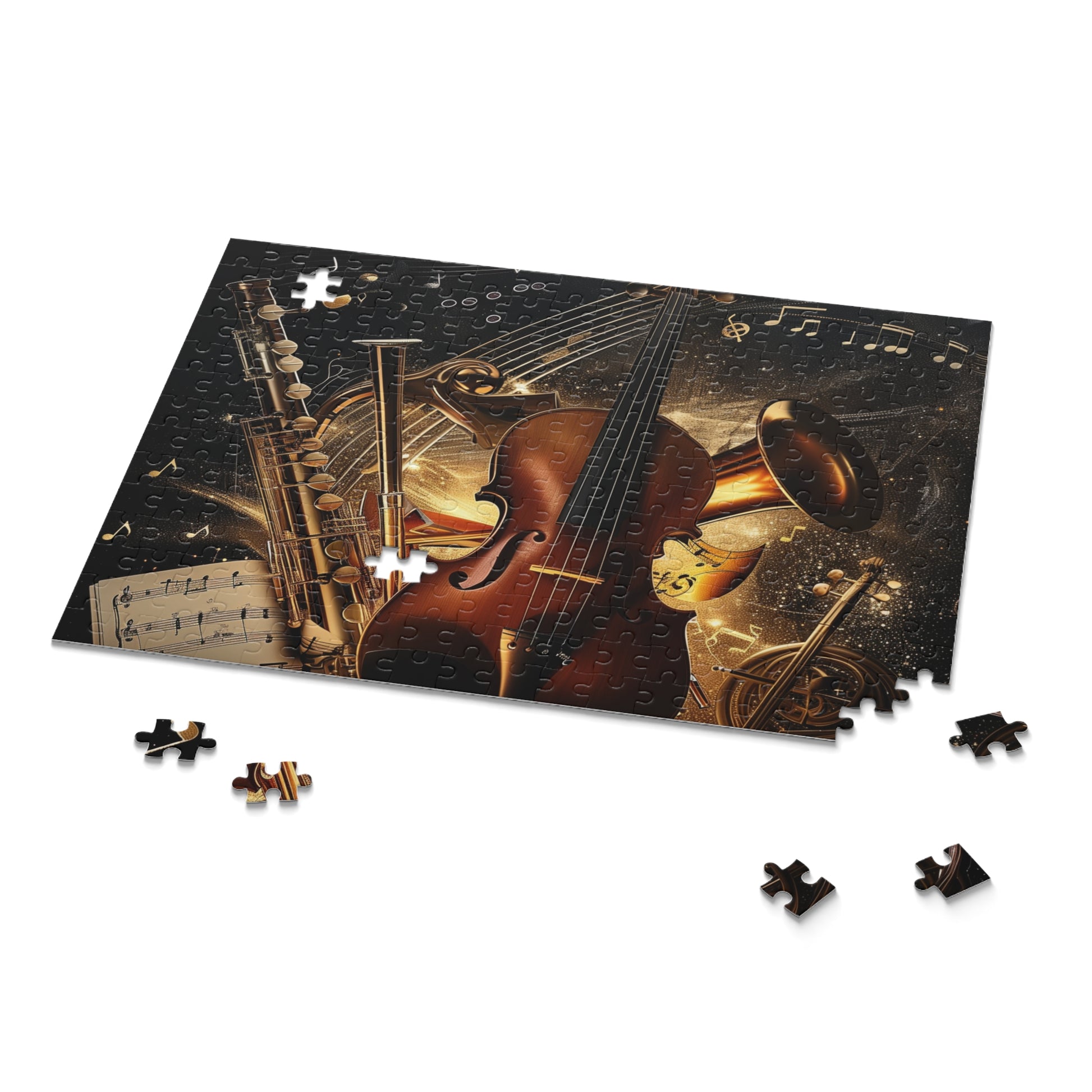 "Musical Harmony Puzzle Set featuring intricate music note designs, perfect for music lovers"