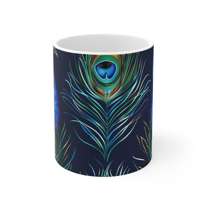 Radiant Peacock Feather Mug | Mugs | 11 oz, Ceramic, Coffee Mugs, Home & Living, Kitchen, Mugs, Sublimation | Prints with Passion