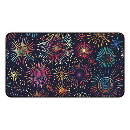 "Vibrant Fireworks Festive Desk Mat for Brightening Up Your Workspace"