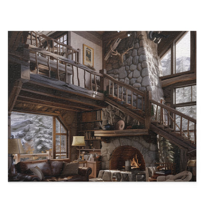 Rustic mountain cabin jigsaw puzzle for cozy nights in or challenging days, Mountain Cabin Escape Puzzle