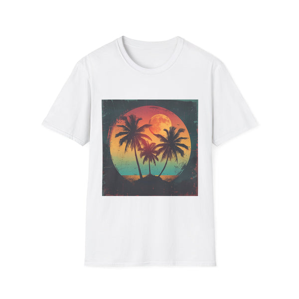 California Outrun Retro Sunset Palms Graphic Unisex Softstyle T-Shirt