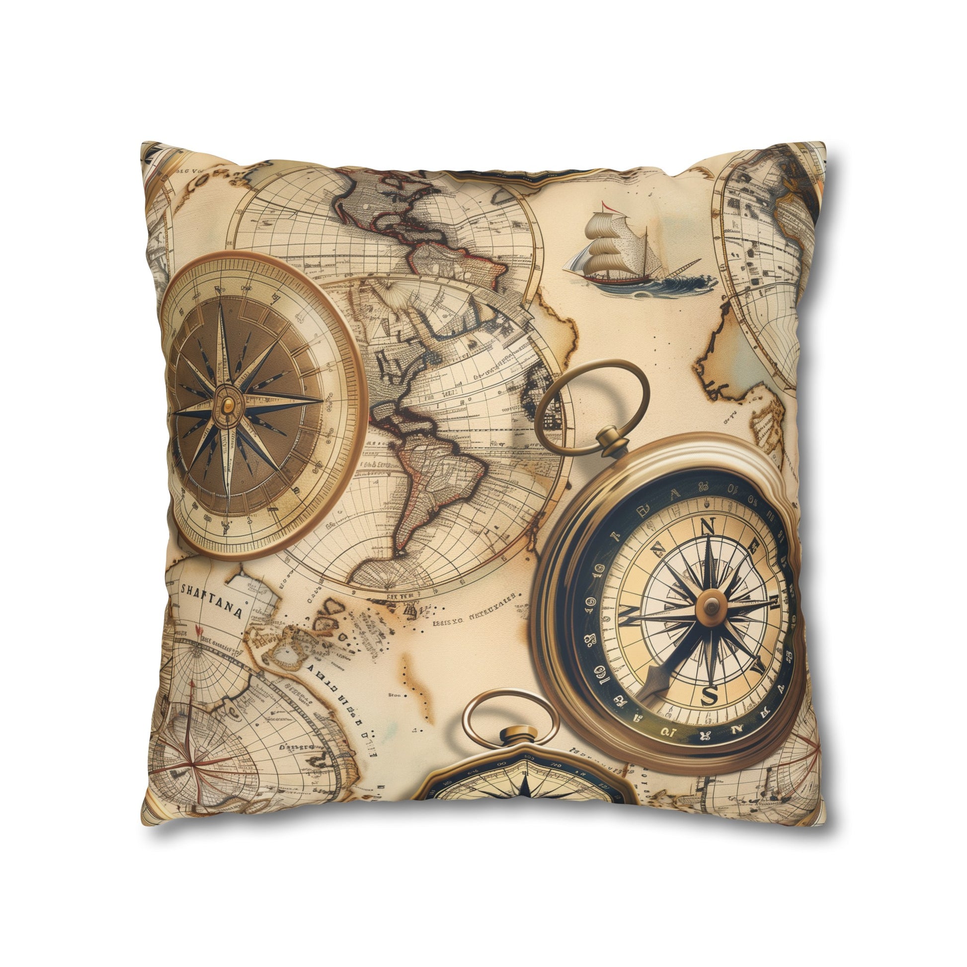 "Vintage Maps Pillow Case Set - Explore historic world maps on soft fabric for cozy nights"