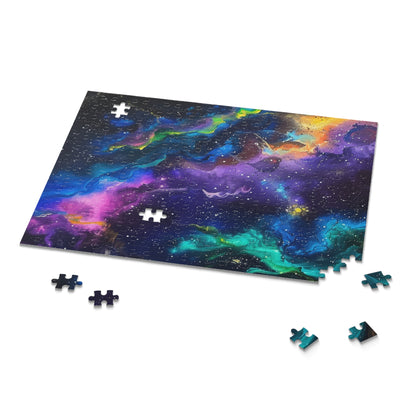 Neon Galaxy Space Jigsaw Puzzle - Dive into a cosmic adventure with vibrant colors and intricate details. Perfect for puzzle lovers!