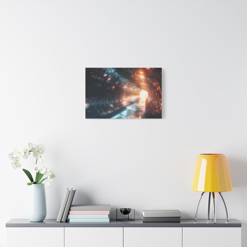 Tunnel of Light Through Dark Matter — Canvas Wall Art — Kiln-Dried Pine Frame & Ready-to-Hang Back View