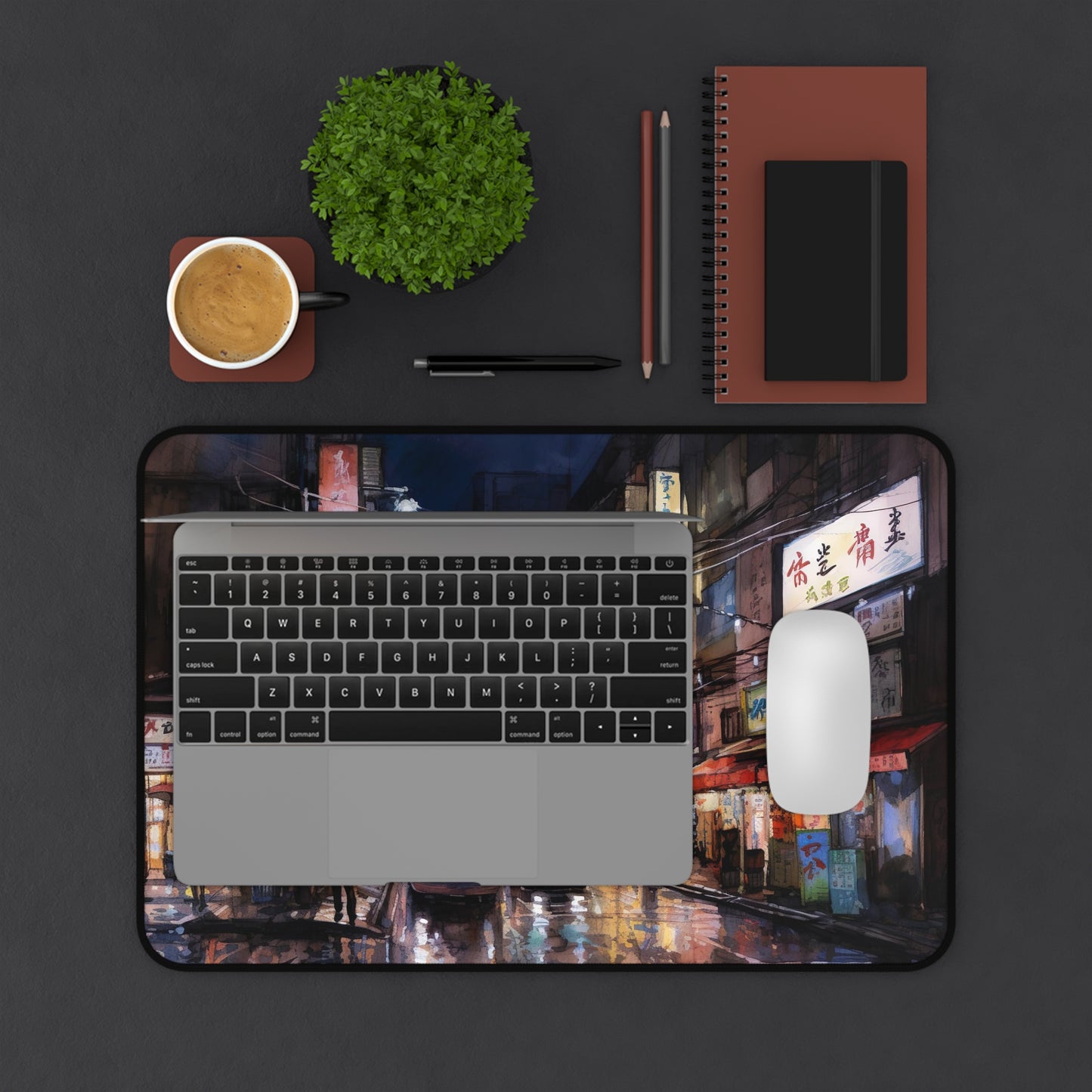 "Tokyo Night Desk Mat - Bring Tokyo's bustling energy to your workspace with city skyline under starry night sky design"